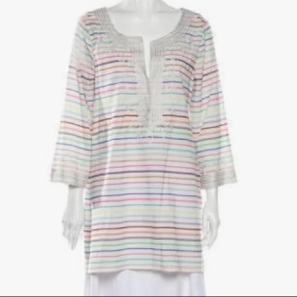 Calypso St. Barth White Rainbow Tunic Small - Picture 5 of 5